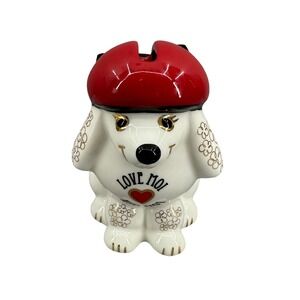Betsy Johnson Paris XOXO Poodle Piggy Bank Ooh La La Whimsical French Ceramic